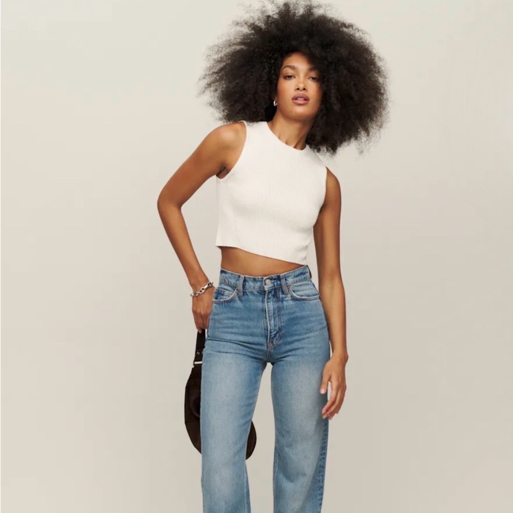 Reformation Benedetta Cashmere Cropped Tank Gossamer - Size XS